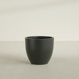 Wannsee Round Planter in Matte Charcoal, 33"D × 29"H, shown empty