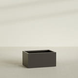 Torino Wide Rectangular Planter in Matte Dark Brown, 36"L × 24"D × 18"H, shown empty