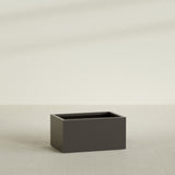 Torino Wide Rectangular Planter in Matte Dark Brown, 36"L × 24"D × 18"H, shown empty