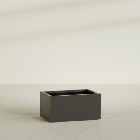Torino Wide Rectangular Planter in Matte Dark Brown, 36"L × 24"D × 18"H, shown empty