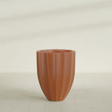 Alicante Fluted Planter in Matte Terra Cotta, 26"D × 32"H, shown empty
