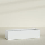 Torino Wide Rectangular Planter in Matte Bright White, 72"L × 24"D × 18"H, shown empty