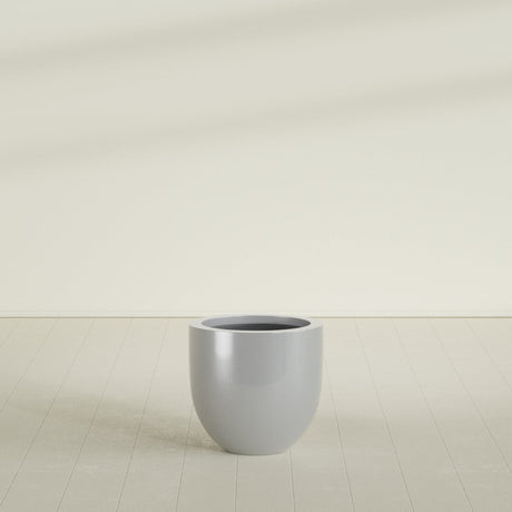 Alzira Bowl Planter in Metallic Silver, 23"D × 22"H, shown empty