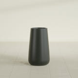 Saigon Tapered Round Planter in Matte Charcoal, 14"D × 30"H, shown empty