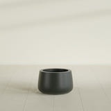 Short Hayden Bowl Planter in Matte Charcoal, 12"D × 7"H, shown empty
