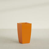 Toulan Tapered Square Planter in Gloss Tangerine, 16"W × 30"H, shown empty