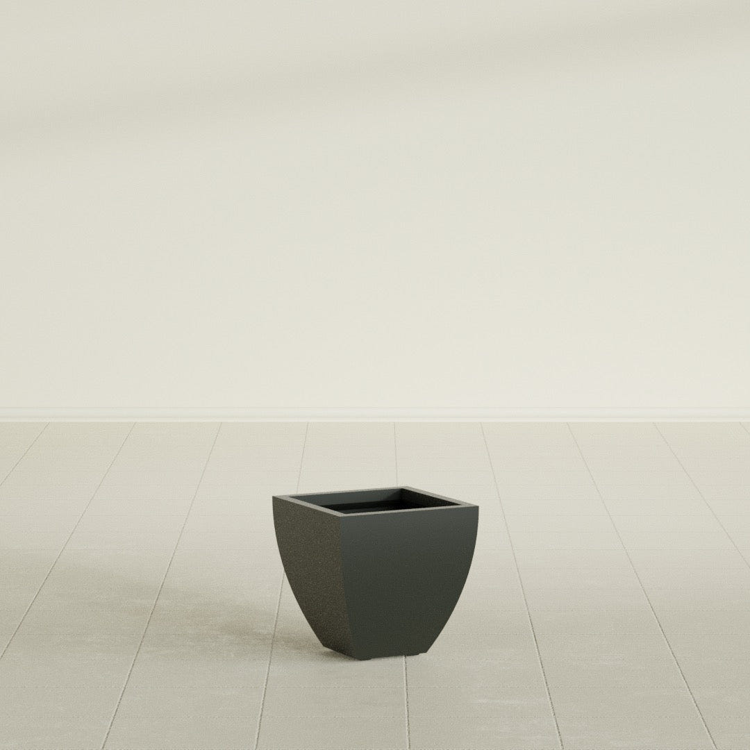 Lima Tapered Square Planter in Matte Charcoal, 12", shown empty