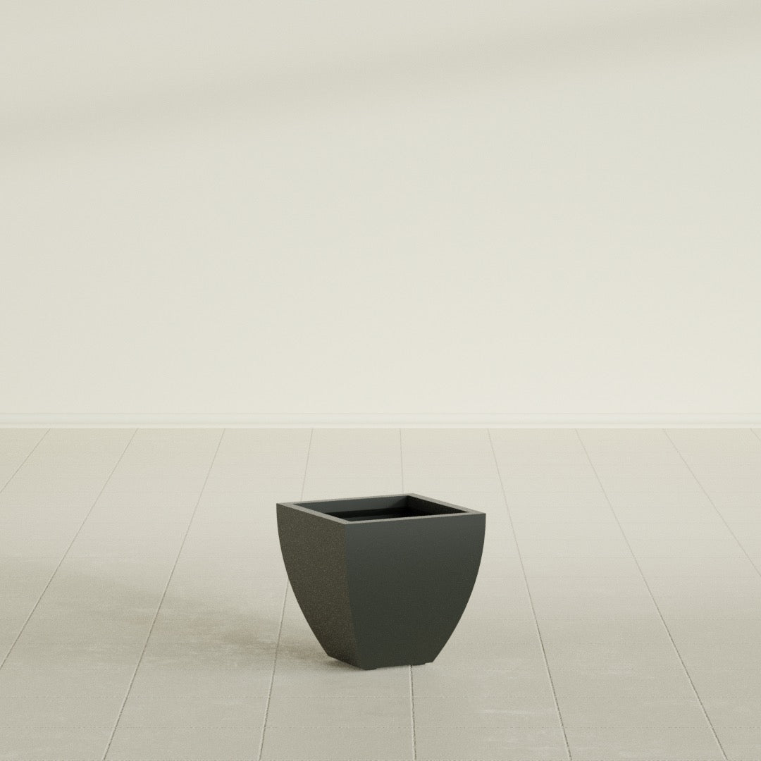 Lima Tapered Square Planter in Matte Charcoal, 12", shown empty