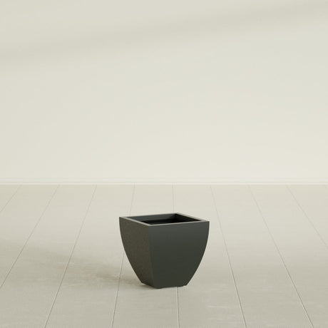 Lima Tapered Square Planter in Matte Charcoal, 12", shown empty
