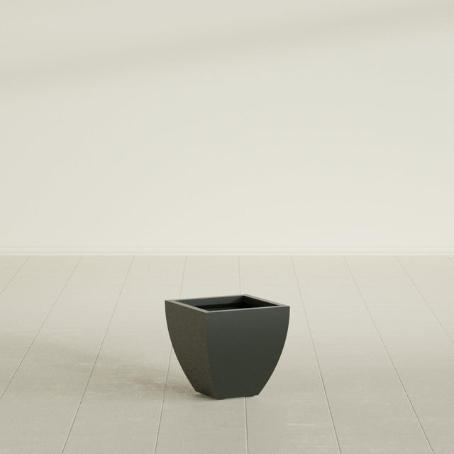 Lima Tapered Square Planter in Matte Charcoal, 12", shown empty