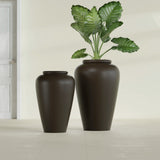 Barà Jar fiberglass planter in Matte Dark Brown, size range, in a sunlit interior