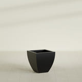Lima Tapered Square Planter in Matte Black, 20", shown empty