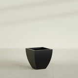 Lima Tapered Square Planter in Matte Black, 20", shown empty