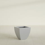 Lima Tapered Square Planter in Metallic Silver, 16", shown empty