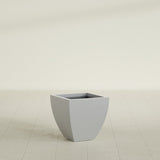 Lima Tapered Square Planter in Metallic Silver, 16", shown empty