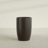 Lisbon tall round tapered fiberglass planter in Matte Dark Brown, 24 in diameter, 36 in high, shown empty