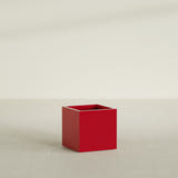Montroy Cube Planter in Gloss Red, 24", shown empty