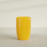 Lisbon tall round tapered fiberglass planter in Gloss Saffron, 24 in diameter, 36 in high, shown empty