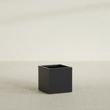 Montroy Cube Planter in Matte Black, 24", shown empty
