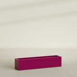 Monaco Rectangle Planter in Gloss Eggplant, 32"L, shown empty