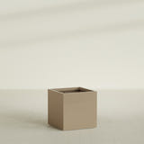 Montroy Cube Planter in Gloss Metallic Gold, 32", shown empty