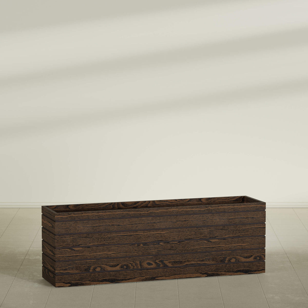 Siena rectangular fiberglass planter, 72"L × 17"D × 24"H