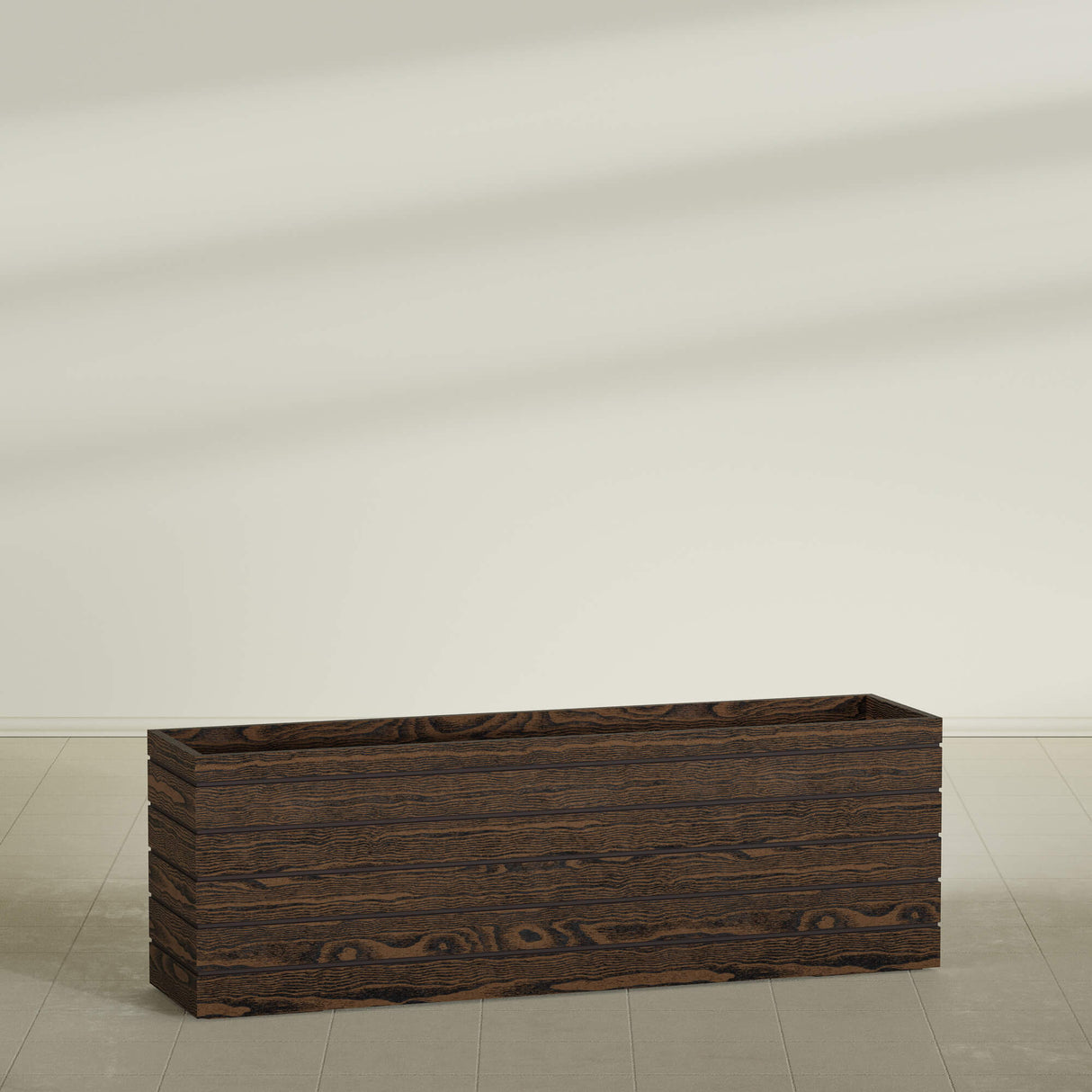 Siena rectangular fiberglass planter, 72"L × 17"D × 24"H