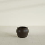 Shanghai Fishbowl Planter in Matte Dark Brown, 16", shown empty