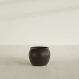 Shanghai Fishbowl Planter in Matte Dark Brown, 16", shown empty