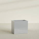 Brisbane Rectangular Planter in Metallic Silver, 36"L × 24"D × 32"H, shown empty