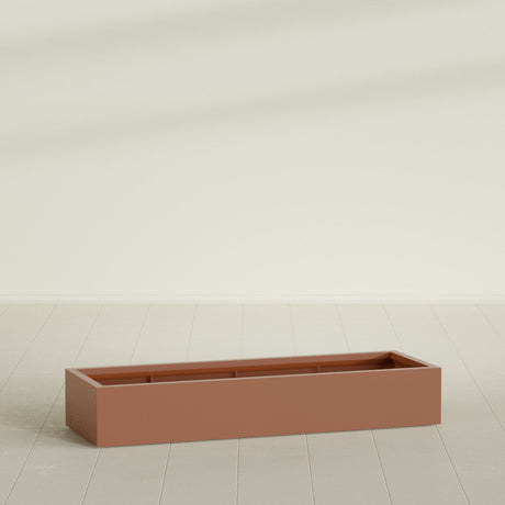 Antwerp Rectangular Planter in Matte Terra Cotta, 72"L × 24"D × 12"H, shown empty
