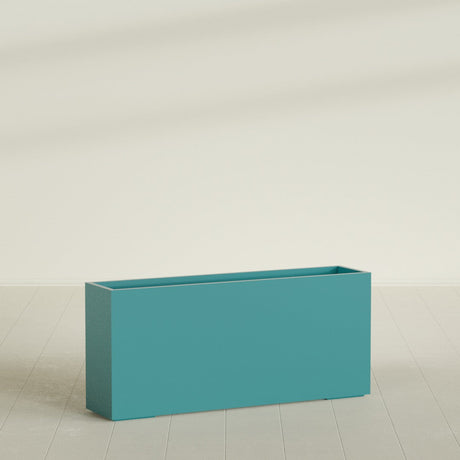 Potsdam Rectangular Planter in Satin Seafoam Green, 72"L × 16"D × 32"H, shown empty