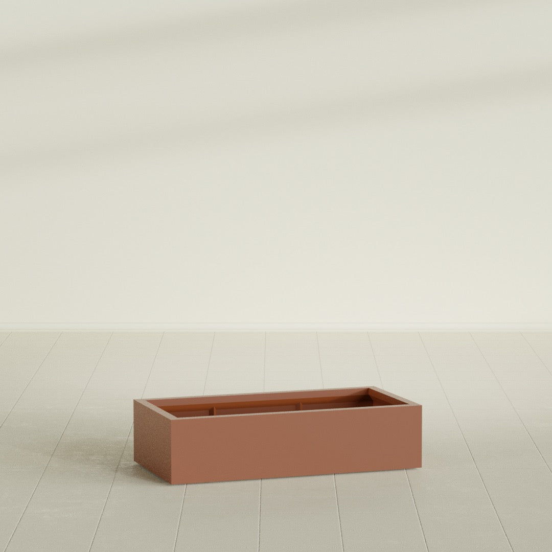 Antwerp Rectangular Planter in Matte Terra Cotta, 48"L × 24"D × 12"H, shown empty