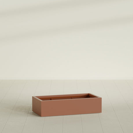 Antwerp Rectangular Planter in Matte Terra Cotta, 48"L × 24"D × 12"H, shown empty