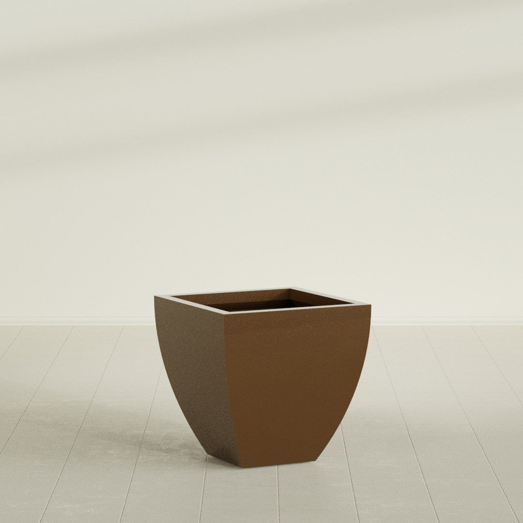 Lima Tapered Square Planter in Metallic Bronze, 24", shown empty