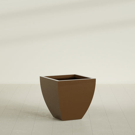 Lima Tapered Square Planter in Metallic Bronze, 24", shown empty