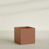 Montroy Cube Planter in Matte Terra Cotta, 40", shown empty