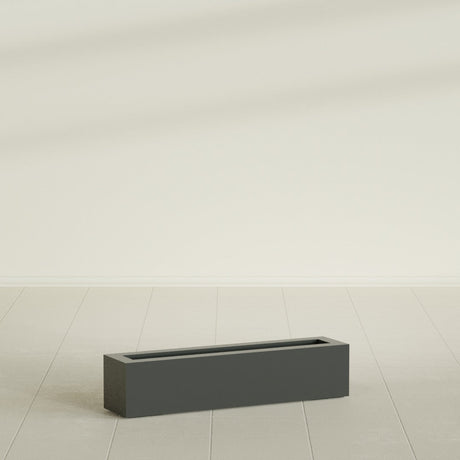 Salon Box Planter in Matte Charcoal, 36" Long, shown empty