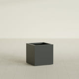 Montroy Cube Planter in Matte Charcoal, 20", shown empty