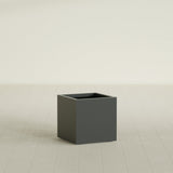 Montroy Cube Planter in Matte Charcoal, 20", shown empty
