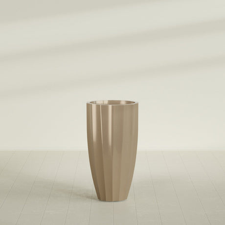 San Jose Tall Fluted Planter in Gloss Metallic Gold, 22"D × 40"H, shown empty
