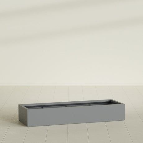 Antwerp Rectangular Planter in Matte Gunmetal, 72"L × 24"D × 12"H, shown empty