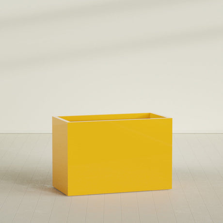 Brisbane Rectangular Planter in Gloss Saffron, 48"L × 24"D × 32"H, shown empty