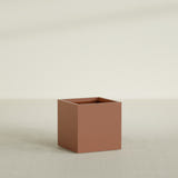 Montroy Cube Planter in Matte Terra Cotta, 28", shown empty