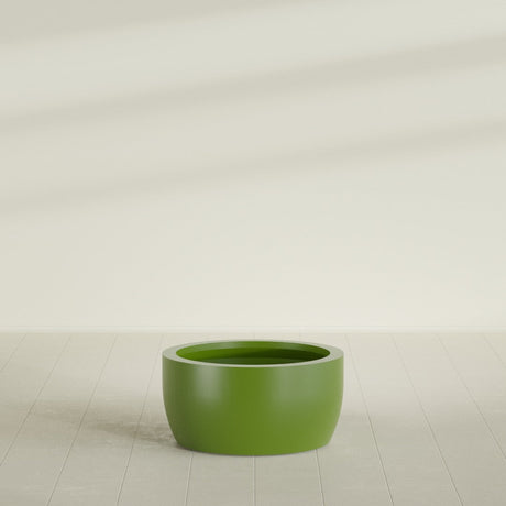 Casablanca Bowl Planter in Satin Green, 30"D × 15"H, shown empty