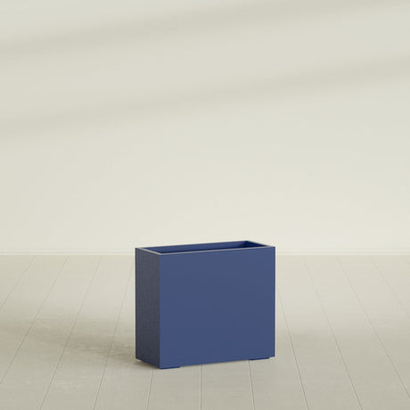 Potsdam Rectangular Planter in Matte Cobalt Blue, 36"L × 16"D × 32"H, shown empty