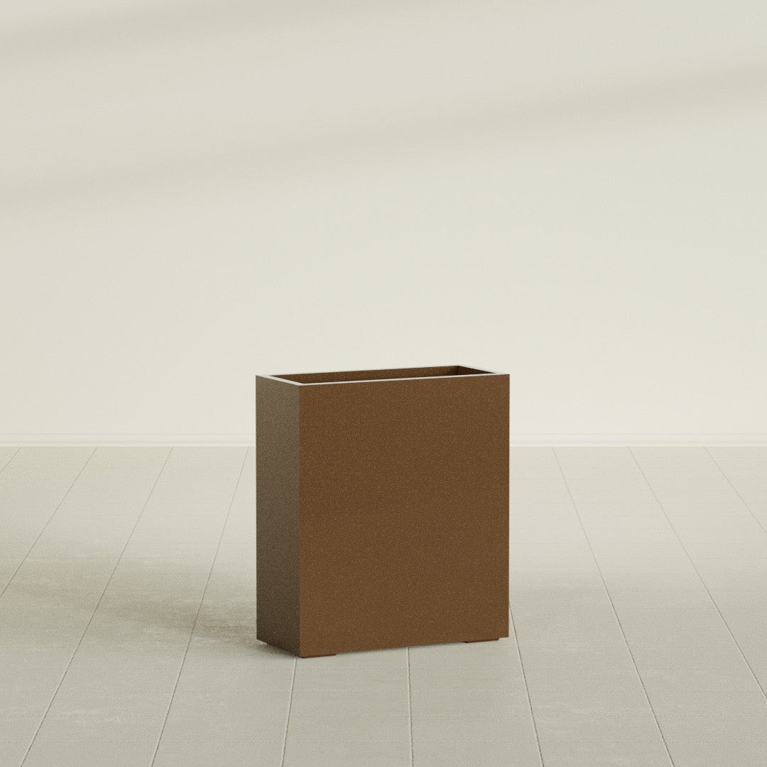 Perth Rectangular Planter in Metallic Bronze, 36"L × 16"D × 42"H, shown empty