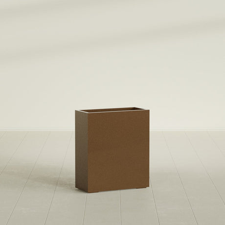 Perth Rectangular Planter in Metallic Bronze, 36"L × 16"D × 42"H, shown empty
