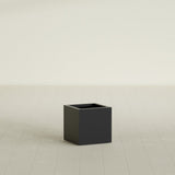 Montroy Cube Planter in Matte Black, 16", shown empty