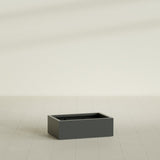 Antwerp Rectangular Planter in Matte Charcoal, 36"L × 24"D × 12"H, shown empty